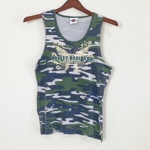 Harley Davidson Motorcycle Camo Tank Top Lace Up Size XL Teen